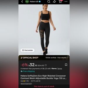 HALARA Black Mesh Buckle Leggings